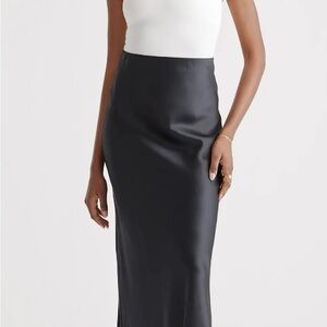 Quince Black Satin Pencil Skirt